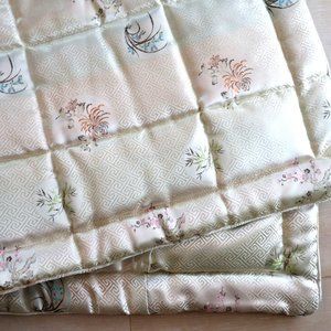 2 Custom Made Asian Theme Large Quilted Pillow Shams 26x47 Gold Embroidery